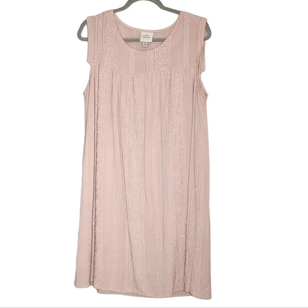 Knox Rose Pink embroidered sleeveless dress.  Size XL. Rayon. - Picture 10 of 16